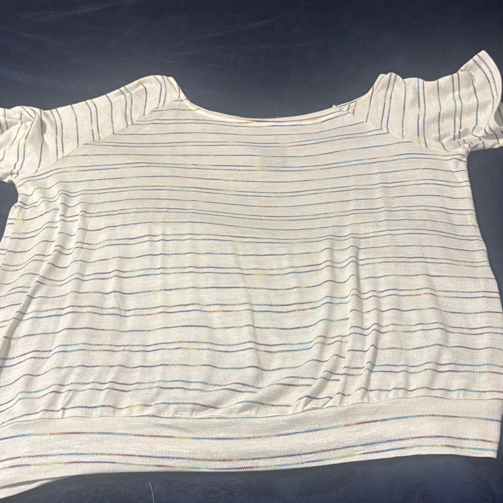 Torrid Cream Multicolor Striped Tee
